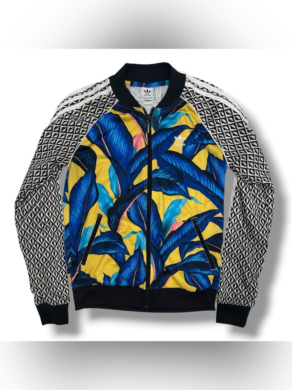 Adidas x FARM Rio Leaf Brazil Blue & Yellow Track Jacket Women’s Size Small